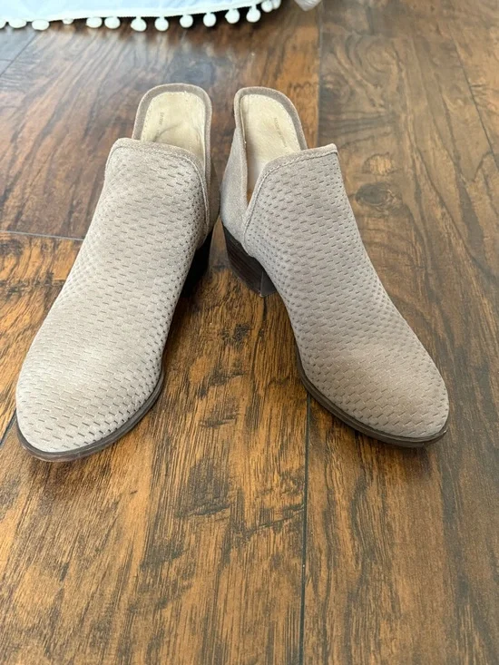 Lucky Brand Taupe Suede Cutout Ankle Booties - Picture 4 of 7